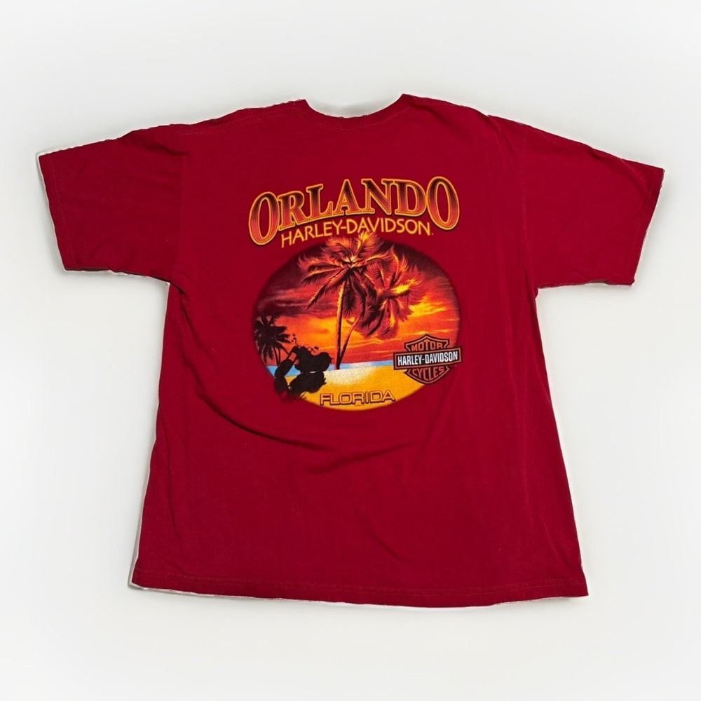 Harley-Davidson Orlando Florida T-Shirt Mens XL Red Sunset Palm